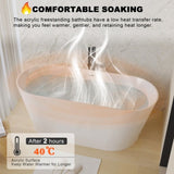 59" Acrylic Freestanding Bathtub, Stand Alone Soaking Tub, Glossy White Acrylic, Toe-tap Chrome W1675P288914