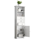 White Tall Storage Cabinet with 3 Drawers and Adjustable Shelves for Bathroom, Kitchen and Living 93869259