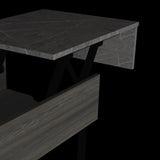 Lift Top Coffee Table, One Drawer, Two Legs, Carbon Espresso / Onyx B097133192