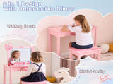 Pink MDF solid wood legs, spray paint silkscreen printing, cow pattern, 1-drawer children's 02786940