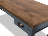 53 inch Writing Desk, No Assembly Required, Blue Denim and Whiskey Finish B108P160179