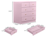 25.98"*15.75"*35.83" 4-Tier 5-Drawer Cabinet Drawer Dresser with Gold Handles Macaron Pink 63674916
