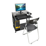 ZNTS Moveable Four-wheel Computer Desk Black 73764478