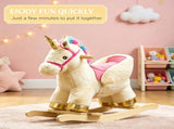 Toddler Unicorn Rocking Horse with Realistic Sound, Safety Belt & Wooden Base, for 18-36M 33058334
