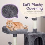 ZNTS 57 inch Cat Tree Cat Tower for Indoor Cats, Cat House with Padded Platform Bed, Toy Balls, Large 81517350