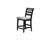 ZNTS Modern 2pc Counter Height Dining Chairs Black Color Ladder Back Frame Upholstered Cushion Seat Solid B011P218340