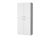 White Pantry Cabinet with 4 Doors and 5 Hidden Shelves B062P193659