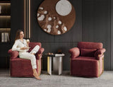 360 Degree Square Swivel Accent Sofa Chair,Fluffy Fabric Lounge Wide Upholstered Reading Chair with W2012P319078