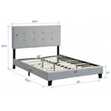 Queen Size Upholstered Platform Bed Frame with pull point Tufted Headboard, Strong Wood Slat W2297140907