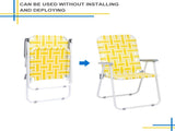 2pcs Steel Tube PP Webbing Bearing 120kg Folding Beach Chair Yellow & White 25170682