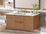 36 Inch Single Sink Bathroom Vanity with ceramic Top, MDF Cabinet, Soft Close Doors, Divided N729P417256N