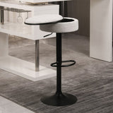 Round Storage Bar Stool Set of 2, Off White Linen Height Adjustable Barstool, 360&degCounter Height W2200P196801