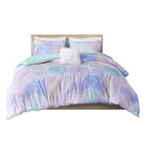 Full/Queen Watercolor Tie Dye Printed Comforter Set with Throw Pillow B03595946