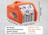 1 HP Refrigerant Recovery Machine - Dual Cylinder Portable AC Recovery Machine with High Pressure T3342P489826