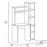 ZNTS White 6-Shelf Writing Desk with Built-in Bookcase B06280293