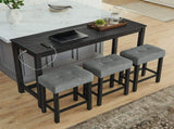 59 Inch Bar, Dining, Sofa with Power Outlet, 3 Upholstered Stools, 4 Piece Bar 64149332