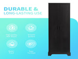 Storage Cabinet with Two Doors for Bathroom, Office, Adjustable Shelf, MDF Board, Black 55344255