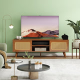 ZNTS Mid Century Modern Rattan TV Stand for 55/60/65 inch TV , Entertainment Cabinet, Media Console for W2977P224349