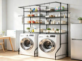 6-Tier Over Washer and Dryer Storage Shelves, Adjustable Laundry Room Organizer with Hanger Rod & 44446386