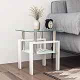 1-Piece Modern Tempered Glass Tea Table Coffee Table End Table, Square Table for Living Room, W241104206