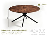 42" Round Dining Table for 4 Persons, Melamine MDF Tabletop & Black Metal Cross Legs, Walnut 95546707