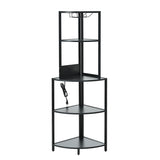 ZNTS 5 Tier Corner Shelf with LED Light and USB Plug, With Glass Holder, Tall Standing Shelf for Wall W420P207358