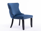 Furniture,Upholstered Wing-Back Dining Chair with Backstitching Nailhead Trim and Solid Wood 12279323