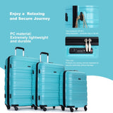 Expandable 3 Piece Luggage Sets PC Lightweight & Durable Suitcase with Two Hooks, Spinner Wheels, W284104377