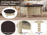 Vintage Round Coffee Table Storage in 30.3" for Living Room, Mid Century Modern Cocktail Table N735P277387K