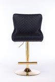 ZNTS Hengming Velvet bar chair stool one-piece set, adjustable height, diamond lattice against the back W212P156698