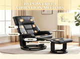 360&deg Swivel Massage Recliner Chair, 10-Point Vibration Footstool for Living Room, Black 06742104