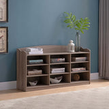 ZNTS Wooden Shoe Storage Bench, Nine Storage Shelves, Entryway Organizer, Dark Taupe B107131299