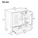 30" Bathroom Vanity with Sink Vintage Style, Multi-functional Storage Space, Door Shelf, N759P218644E