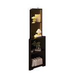 ZNTS FCH 4-layer L-shaped corner display rack particle board 40*40*165cm black with LED light and power 90639981