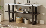 TREXM Retro Elegant Console Table with Marble-Effect Top and Versatile Storage Solutions for N715P196906B