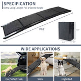 Dog Ramp for Car, 63" Long & 17" Wide Folding Portable Pet Stair Ramp with Non-Slip Rug Surface, 48052833
