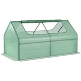 6' x 3' Galvanized Raised Garden Bed with Mini PE Greenhouse Cover, Outdoor Metal Planter Box with 2 W2225142609