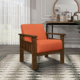 Orange Color Fabric Upholstered 1pc Accent Chair Walnut Finish Wood Durable Modern Home Furniture B011P256311