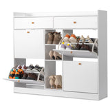 4 Drawers 2 Drawers with Top Baffle Shoe Cabinet Particle Board 128*25*107cm White 41329802