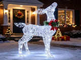 Pre-Lit Christmas Reindeer Decoration with 50 Cold White LED Lights, IP44 Waterproof Metal Frame, 39250855