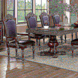 Majestic Traditional 2pcs Arm Chairs Brown Cherry Solid wood Faux Wood Carved Details Black B011108520