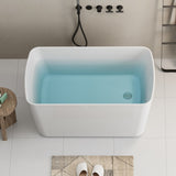 49'' Acrylic Freestanding Soaking Bathtub, Square-shape Japanese Soaking Hot Tub, Chrome Overflow W1573P210468