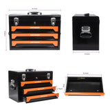 20'' Portable 3-Drawer Steel Toolbox, 4 Layers of Tools with Metal Latches, with Top Storage Tray W1102111198
