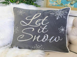 Let It Snow Embroidered Cotton Throw Pillow 20x20" Gray Winter Accent Cushion with Insert Set of 4 B357P609252