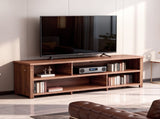 Dark Brown Particle Board TV Stand, 70.07"15.75"24.4" Double Layer Entertainment Center with Open 05126752