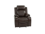Power Motion Recliner Chair 1pc Chair Contemporary Brown Color Gel Leatherette Storage Arms w Cup B011P205591