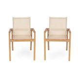 BELFAST DINING CHAIR,Set of 2,Teak Frame Beige Textile N762P240699A