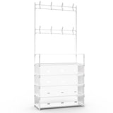 5-Tier Dustproof Entryway Hall Tree Coat Rack Shoe Rack With 8 Removable Hooks Freestanding Shoe 71189357