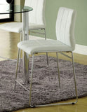 White Color Leatherette 2pcs Counter Dining Chairs Chrome Metal Legs Dining Room Counter B011136661