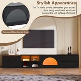 ON-TREND Modern TV Stand with Fluted Glass Door for TVs Up to 100", Media Console with Sliding Door N721P198932B
